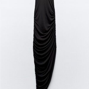 Zara Black Draped Maxi Dress